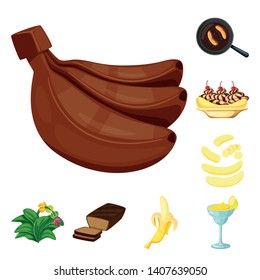 Vector design of tropical and ripe symbol. Set of tropical and potassium stock symbol for web.