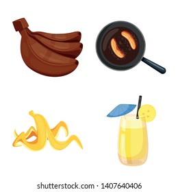Vector design of tropical and ripe symbol. Set of tropical and potassium stock symbol for web.