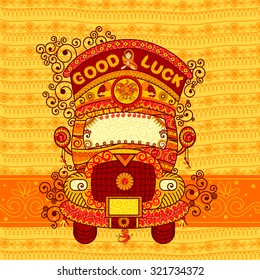 Vector Design Of Truck Of India In Indian Art Style