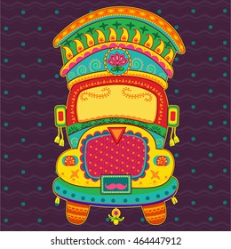 Vector design of truck of India in Indian art style