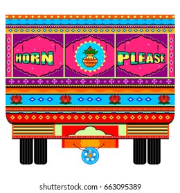 Vector design of truck of India in Indian art style