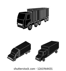 Vector design of truck and shipping icon. Set of truck and container stock symbol for web.