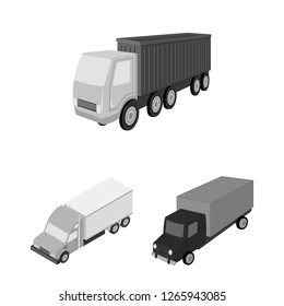 Vector design of truck and shipping icon. Set of truck and container stock vector illustration.