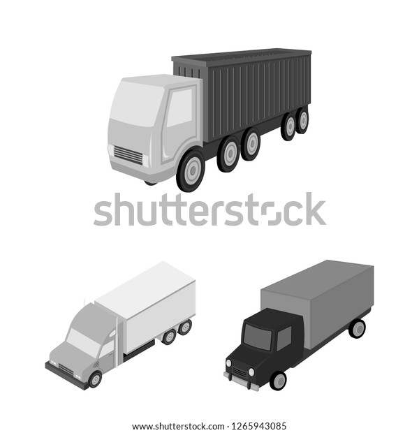 Vector design of truck and shipping\
icon. Set of truck and container stock vector\
illustration.