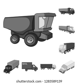 Vector design of truck and shipping logo. Set of truck and container stock vector illustration.