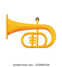 Vector design of trumpet and band sign. Graphic of trumpet and gold vector icon for Stock.