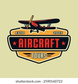 vector design of t-shirt and airplane emblem logo