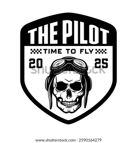 vector design of t-shirt and airplane emblem logo black white