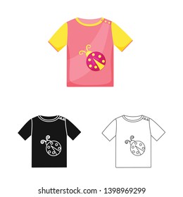 Vector design of tshirt and children sign. Set of tshirt and shirt stock symbol for web.