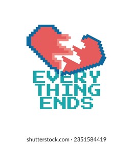 diseño vectorial para la tienda de ropa de camiseta estilo de píxel de corazón roto adecuado para su marca