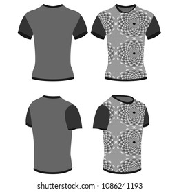 Vector design of T-Shirt with dark grey color back and dark grey design front	