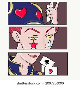 Vector design for t-shirt graphics, banner, fashion prints, slogan tees, stickers, flyer, posters and other creative uses. Anime poster. Kawaii winking face set with big eyes in manga style. T-shirt