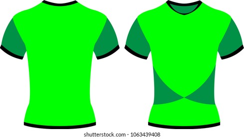 Vector design of T-Shirt with light green color front and dark green back