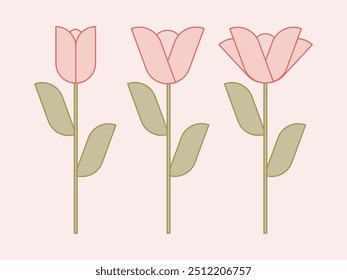 Diseño de Vector de tulipán en diferentes épocas de floración
