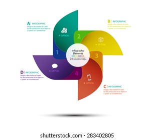 Vector design turbine for infographics, Infographics step concept, Template for cycling diagram, graph, presentation, number options, step up options, web design and round chart, 4 options