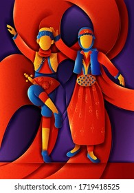 Vector design of Turkish Couple performing Zeybek dance of Turkey