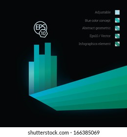 Vector design. Turquoise - green, dark background edition of an abstract scalable geometric minimal simple background info graphics template element for print & web site & brochure illustration 