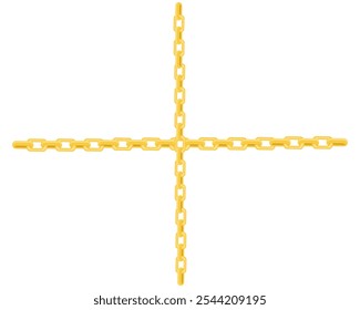 vector design of two chains made of gold passing through each other to form a cross symbol
