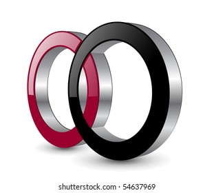 Vector design, two circles red and black.