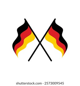 	
vector design of two german flags flying on crossed poles	
