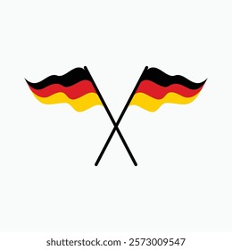 	
vector design of two german flags flying on crossed poles	
