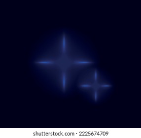 diseño vectorial con dos brillantes estrellas azules en fondo oscuro