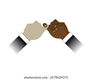 vector design of two hands interlocking their little fingers as a sign of a promise or something that must be kept in the future