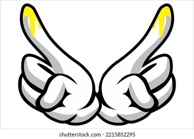 vector design of two hands wearing white gloves and the tip is yellow