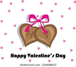 vector design of two heart-shaped chocolates stuck together and on top of which there is a pink ribbon tying the two chocolates and there is a background for this small heart-shaped icon suitable for 