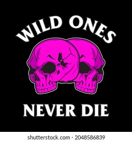 Vector Design Two Skull Purple	