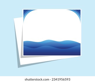 vector design of two square or box-shaped background banners with a sea blue effect on the bottom and on the corners or sides while the other one is white on the back with a slanted shape