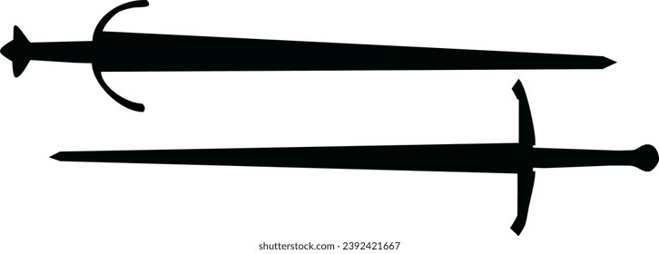 vector design of two swords of different shapes. vector illustration