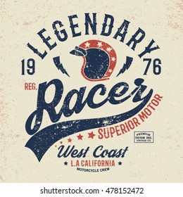 vector design with type and helmet illustration for tee print