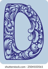 vector design of typical Indonesian ornament in the shape of the letter D