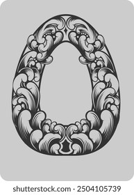 vector design of typical Indonesian ornament in the shape of the letter O