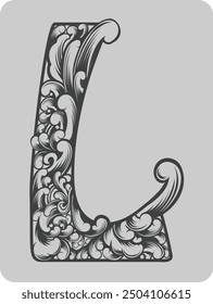 vector design of typical Indonesian ornament in the shape of the letter L