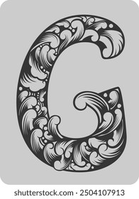 Diseño de Vector de adorno típico indonesio en forma de letra G