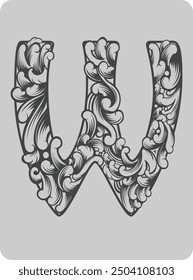 vector design of typical Indonesian ornament in the shape of the letter W