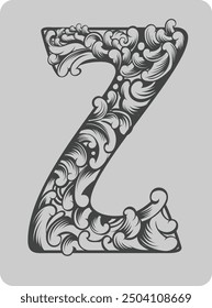 vector design of typical Indonesian ornament in the shape of the letter Z