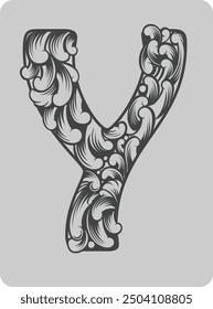 vector design of typical Indonesian ornament in the shape of the letter Y