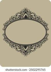 vector design of typical Indonesian oval ornament