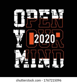 vector design typography open your mind for t-shirt