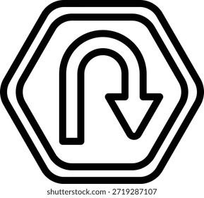 Estilo de ícone de U Turn de design de vetor