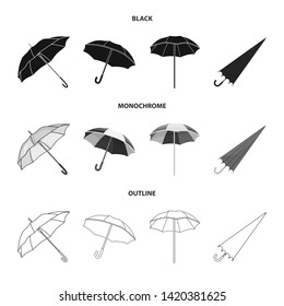 Vector design of umbrella and cloud sign. Set of umbrella and rain vector icon for stock.