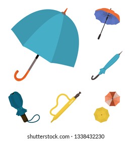 Vector design of umbrella and rain icon. Set of umbrella and weather vector icon for stock.