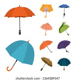 Vector design of umbrella and rain icon. Collection of umbrella and weather stock symbol for web.