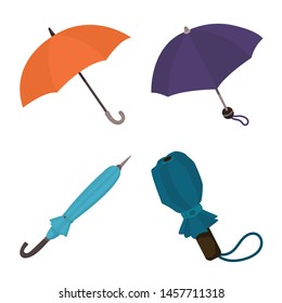 Vector design of umbrella and rain logo. Collection of umbrella and weather stock symbol for web.