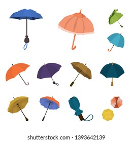 Vector design of umbrella and rain symbol. Collection of umbrella and weather stock vector illustration.