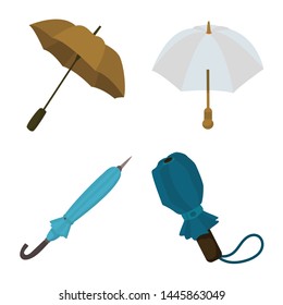 Vector design of umbrella and rain symbol. Set of umbrella and weather stock symbol for web.