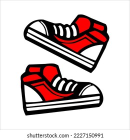 vector design of a unique pair of red shoes on a white background